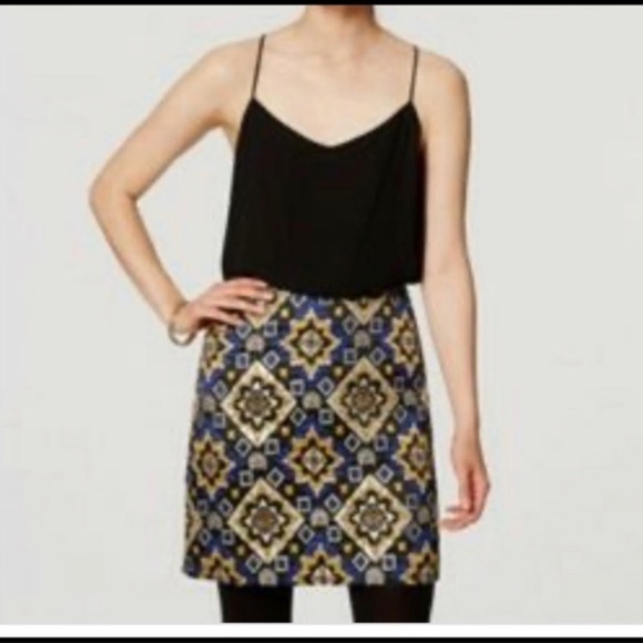 Loft Shimmer Metallic Brocade Mini Skirt Sz 12 NWT - Picture 2 of 7